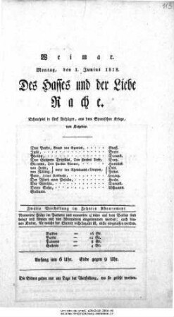 Des Hasses und der Liebe Rache