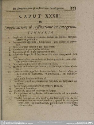 Caput XXXIII. De Supplicatione & restitutione in integrum