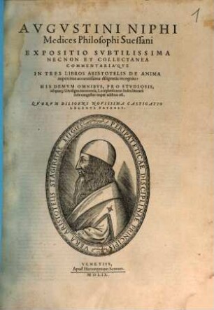Expositio nec non commentariaque in tres libros Aristotelis de anima
