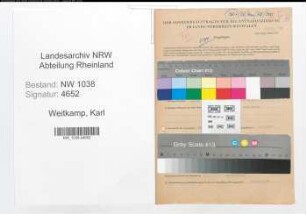 Entnazifizierung Karl Weitkamp , geb. 24.03.1911 (Angestellter)