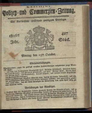1806tes Jahr. 42tes Stück. Montag den 13ten October