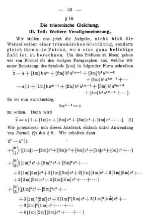 § 10. Die trinomische Gleichung III. Teil: Weitere Verallgemeinerung