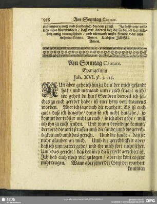 Am Sonntag Cantate. Evangelium Joh. XVI. v. 5.-15.