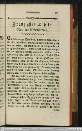 Zwanzigstes Kapitel. Von der Arbeitsamkeit