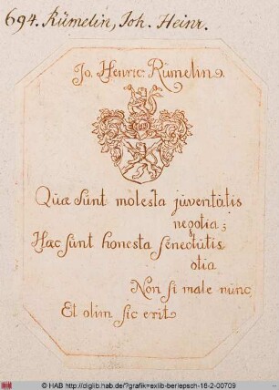 Exlibris des Johann Heinrich Rümelin