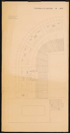 Fußballstadion in der Kongresshalle, Nürnberg: Grundriss EG (Unterring) (linke Hälfte) 1:200