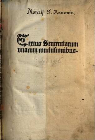 Textus Sententiarum : vnacum conclusionibus