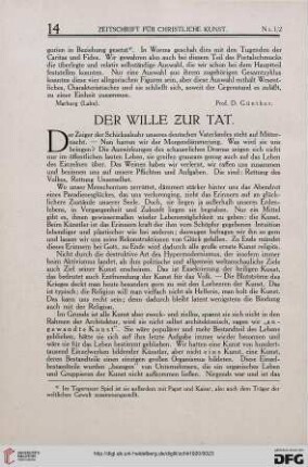 Der Wille zur Tat
