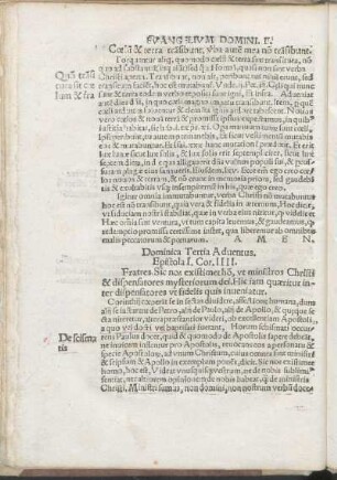 Dominica Tertia Aduentus. Epistola I. Cor. IIII.