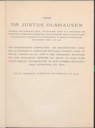 Herrn Dr. Justus Olshausen