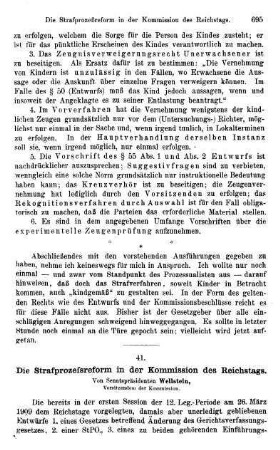 695-718, Die Strafprozeſsreform in der Kommission des Reichstags