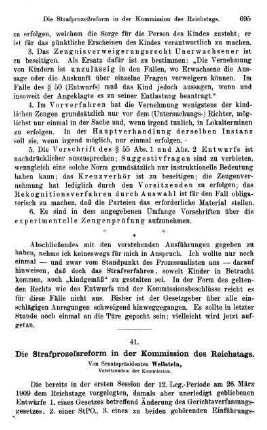 695-718, Die Strafprozeſsreform in der Kommission des Reichstags