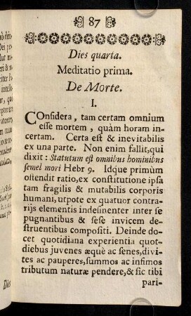 87-94, Meditatio prima, de morte.