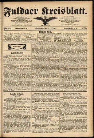 Erste Ausgabe vom Samstag, den 11. Oktober 1902.