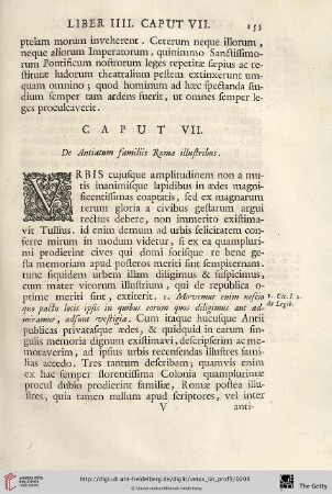 Caput VII: De Antiatum familiis Romae illustribus