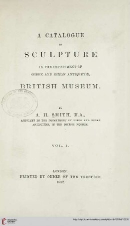 Band 1: Catalogue of sculpture in the Department of Greek and Roman Antiquities