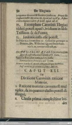 Caput XXI. De Divisione Carminis ratione Materiae