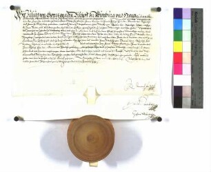Bischof Julius von Würzburg verleiht an Georg Friedrich, Graf von Hohenlohe Kälberbach; Siegel des Bischofs; Pergament.