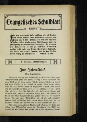 Zum Jahresschluß