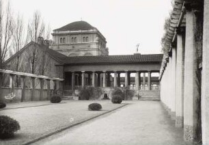 Halle, Gertraudenfriedhof : Halle (Saale). Gertraudenfriedhof. Feierhalle mit Krematorium. Ansicht von Süden