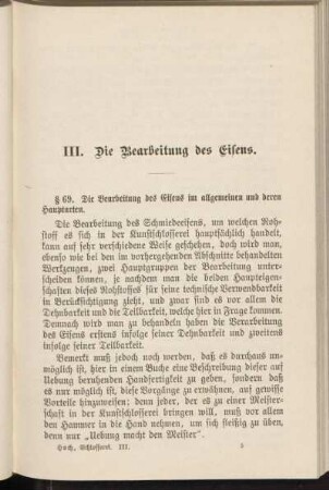 III. Die Bearbeitung des Eisens.