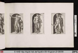 Rechts: Statue Merkurs aus der Sammlung Borghese.