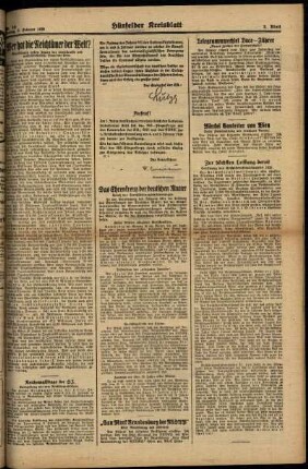 Zweite Ausgabe vom Freitag, den 03. Februar 1939.