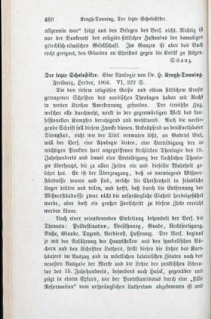 480-481 [Rezension] Krogh-Tonning, Knud Karl, Der letzte Scholastiker