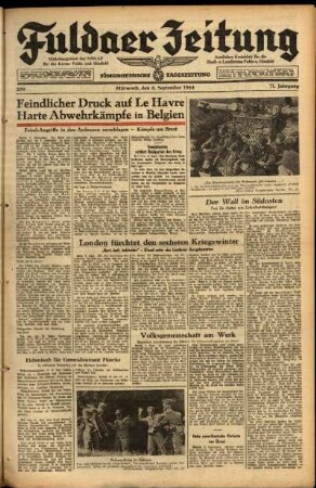 Ausgabe vom Mittwoch, den 06. September 1944.