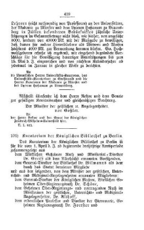 Kuratorium der Königlichen Bibliothek zu Berlin : [II. Universitäten, Akademien etc]