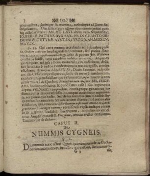Caput II. De Nummis Cygneis.