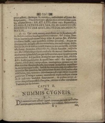 Caput II. De Nummis Cygneis.