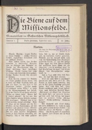 Nummer 9. Berlin-Friedenau, September 1915. 82. Jahrg