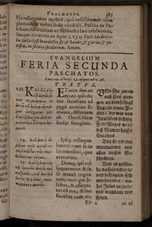 Evangelium Feria Secunda Paschatos. Luc. 24. a vers. 13. usque ad v. 36.