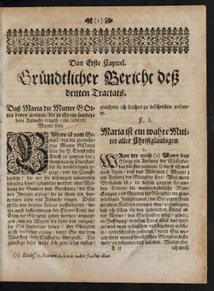 Das Erste Capitel. Gründtlicher Bericht deß dritten Tractats.