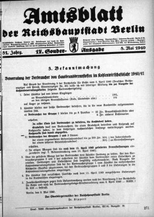 17. Sonder-Ausgabe, 8. Mai 1940