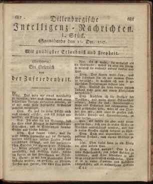 L. Stück. Sonnabends: den 16. Dec. 1797.