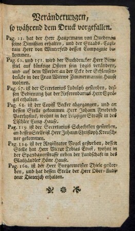 Veränderungen, so während dem Druck vorgefallen
