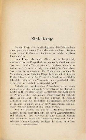 Gleichgewichtszustände isotroper Körper in verschiedenen Temperaturen