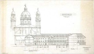 Gsaenger, Gustav; München, Theatinerstr.; Bayerisches Kultusministerium, Erweiterung - Erweiterungsbau, Endgültiges Vorprojekt (Schnitt)