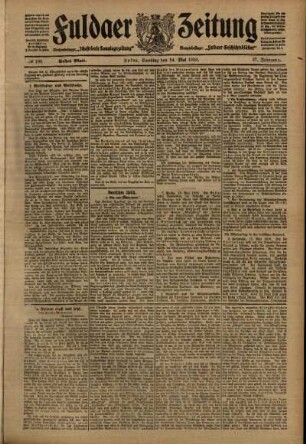 Erste Ausgabe vom Samstag, den 14. Mai 1910.