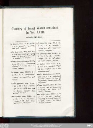 Glossary of Select Words contained in Vol. XVIII.