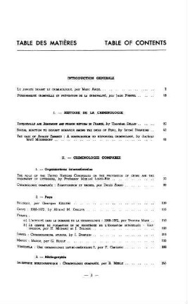 Table de matières - Table of contents
