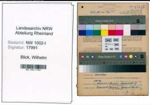 Entnazifizierung Wilhelm Blick, geb. 30.05.1898 (Ingenieur)