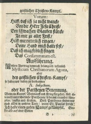A. Subjectum, oder der Partheyen Benennung.