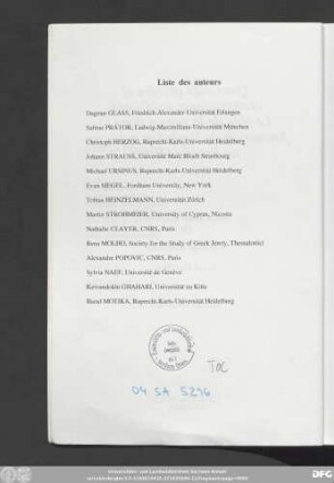 Liste des auteurs