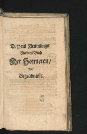 Vierdtes Buch Der Sonneten/ Auf Begräbnüsse.