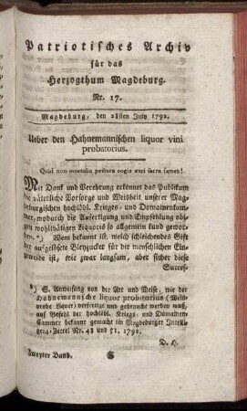 Nr. 17. Magdeburg, den 28sten July 1792