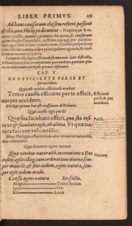 Cap. V. De Efficiente Per Se Et per accidens.