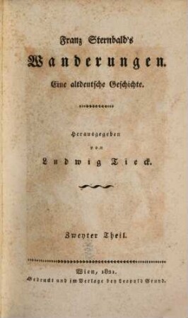Franz Sternbald's Wanderungen : eine altdeutsche Geschichte, 2